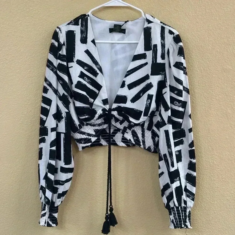 NWT House of Harlow 1960 Black/White Geometric Print Skirt & Top Set Size Large - Picture 6 of 10